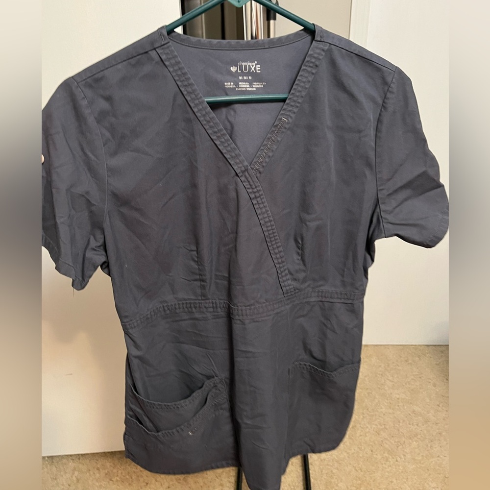 Cherokee luxe mock wrap scrub top